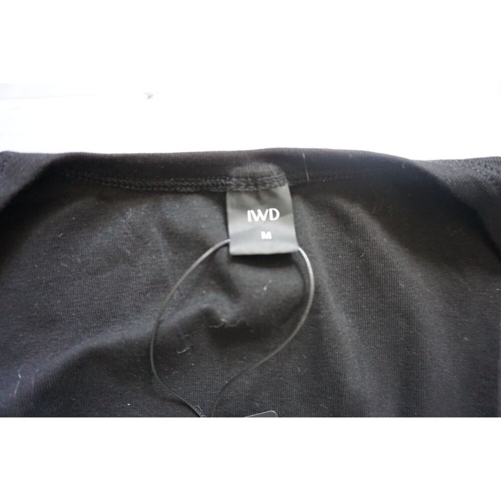 IWD Black Long Sleeve Bodysuit Square Neck Ribbed Slim Fit - Size M NWT - Picture 7 of 7